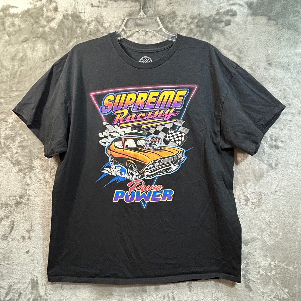 DOM Supreme Racing Pure Power Muscle Car Graphic T-Shirt Mens XL Black Retro - Picture 2 of 4
